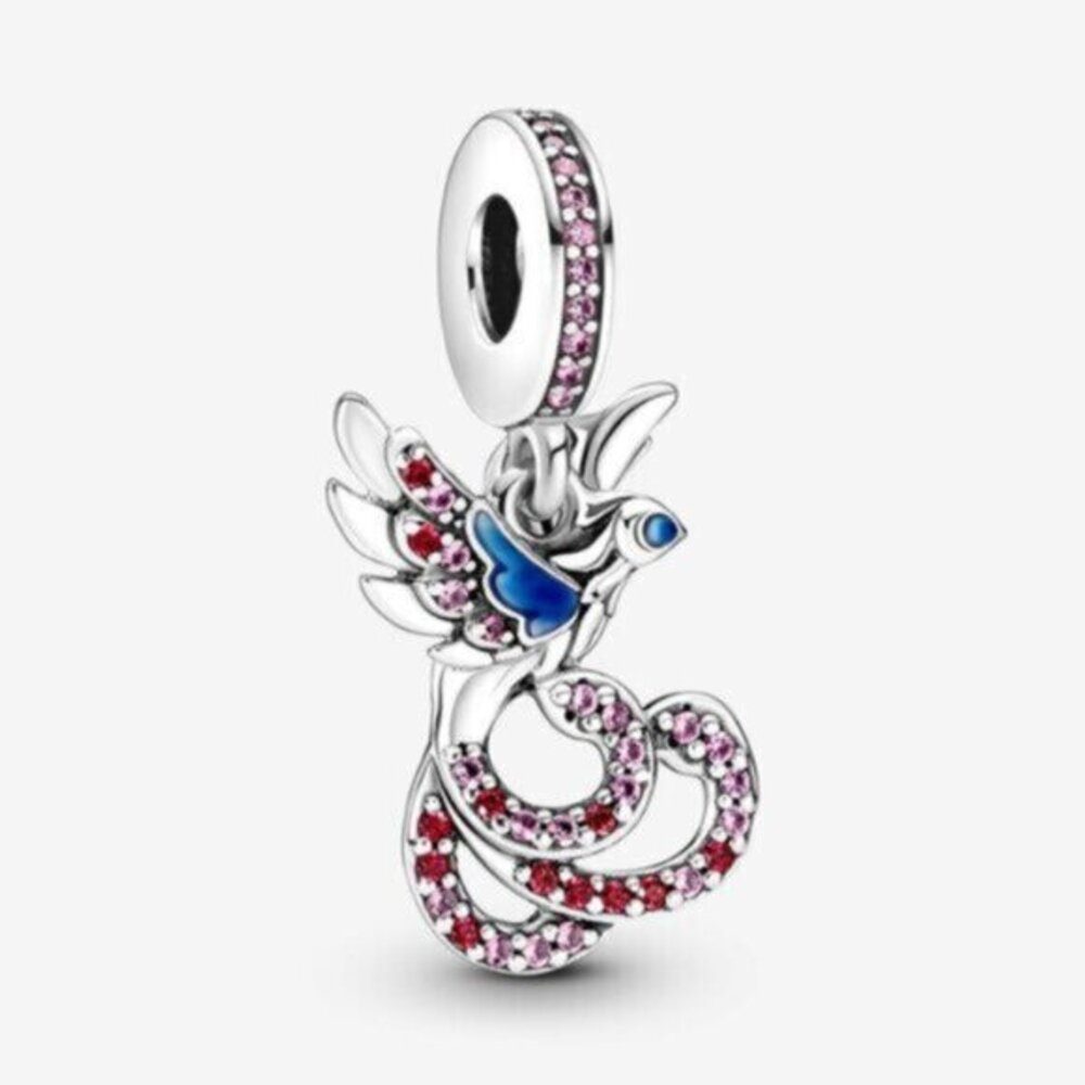 Pandora Pink & Blue Enamel Bird Dangle Charm Bracelet Charm